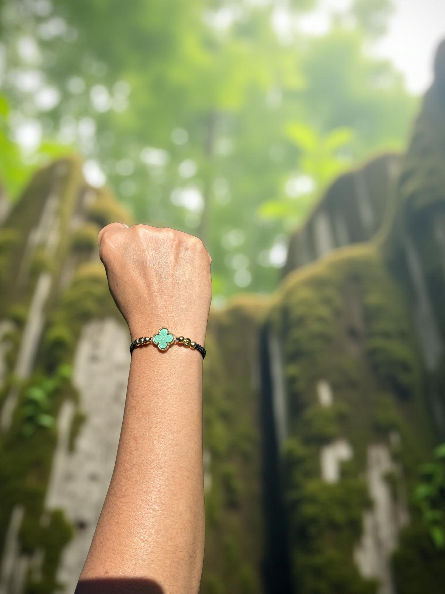 18K Gold-Plated Bracelets Black and Green