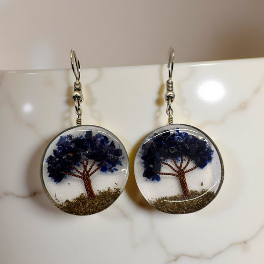 Mini Tree of Life Resin Earrings – Nature in Every Detail