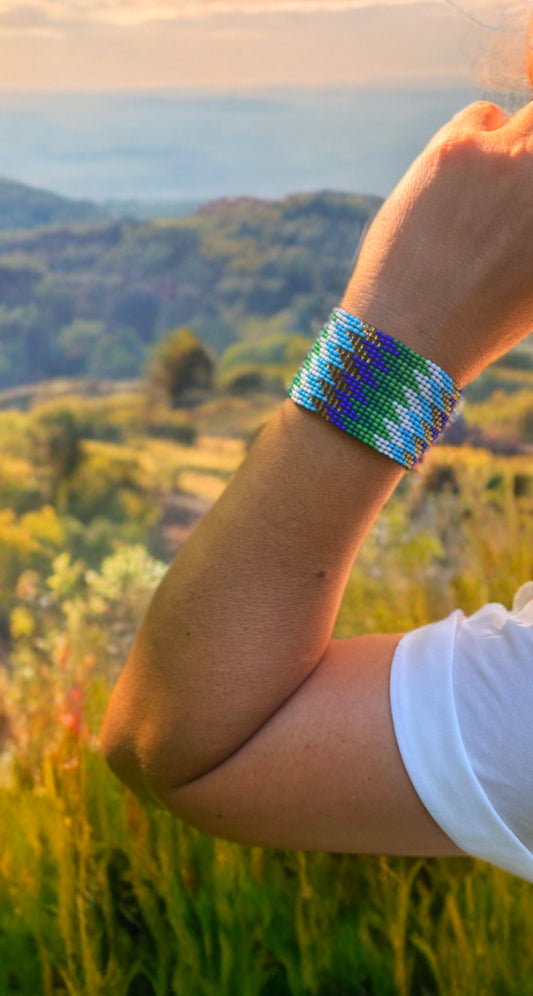Handwoven Beaded Bracelets –Blue and Gold