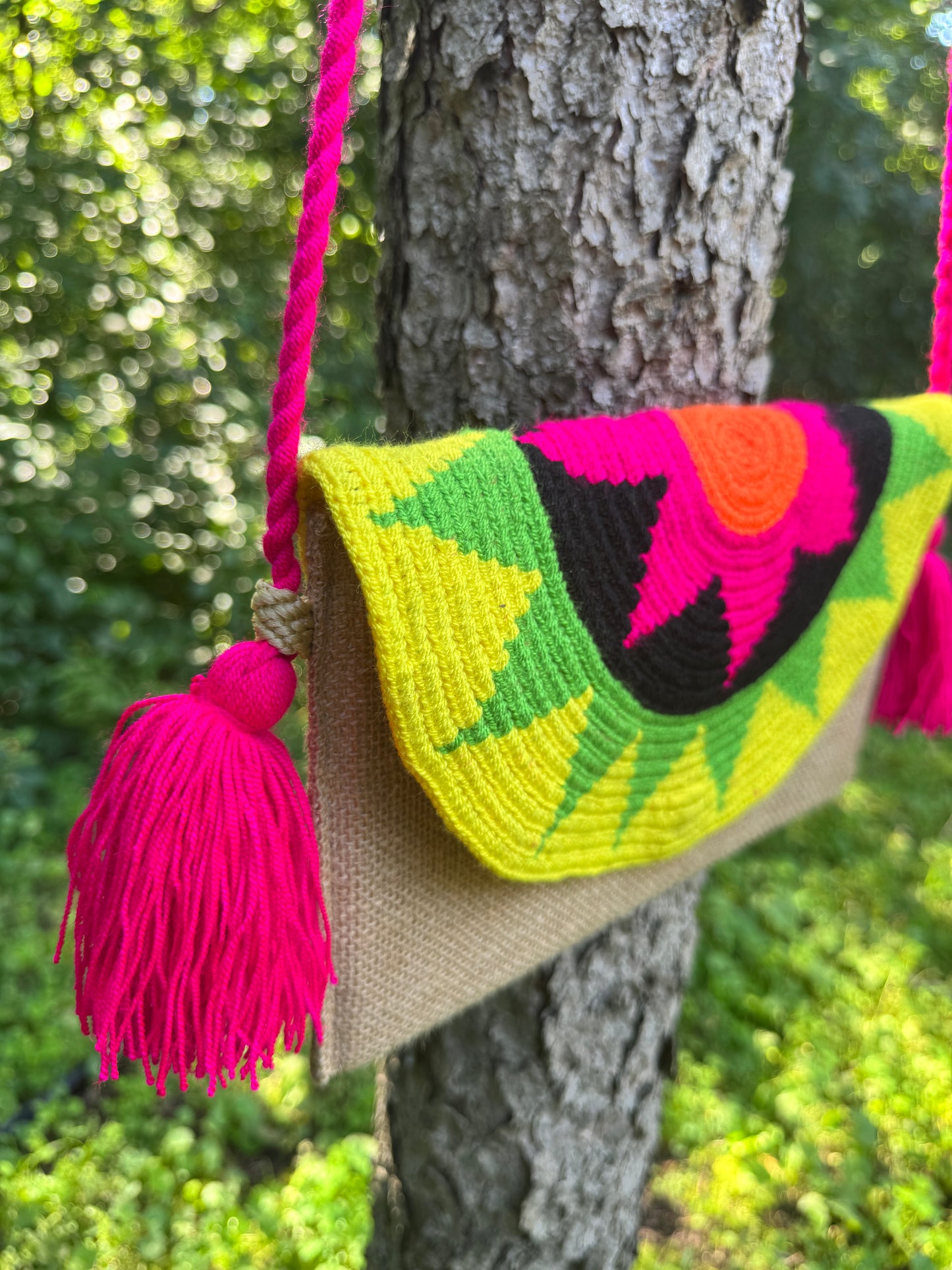 Handwoven Clutch Bag – Sunset Mandala Style
