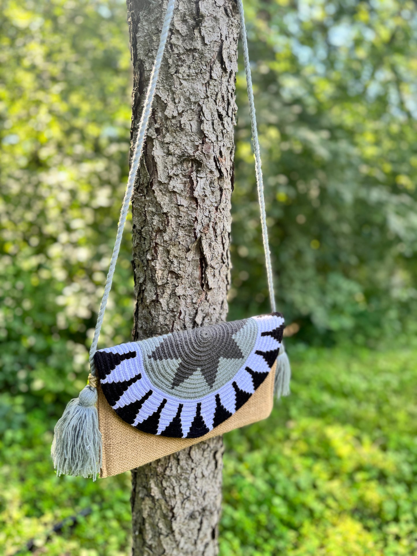 Handwoven Clutch Bag – Night  Mandala Style
