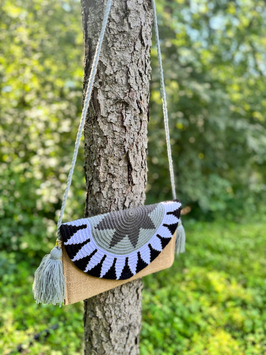 Handwoven Clutch Bag – Night  Mandala Style