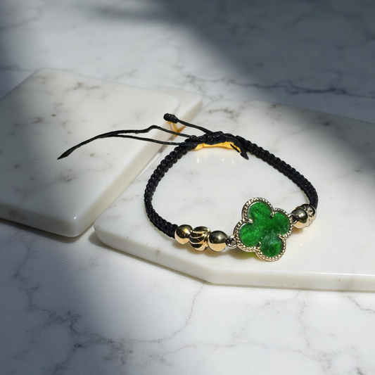 18K Gold-Plated Bracelets Black and Green