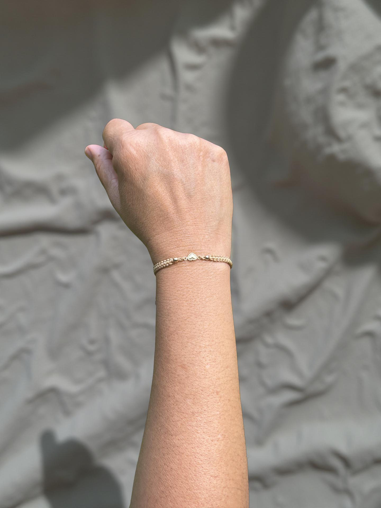 18k Handwoven Gold Heart Bracelet